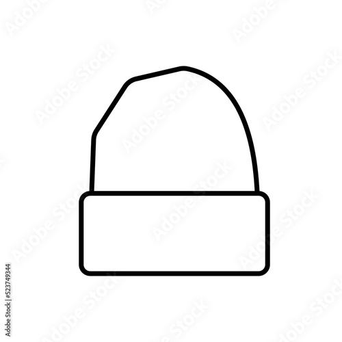 Vector outline simple beanie hat icon. EPS 10.....Illustration of warm apparel..Winter clothes sign.Women's hat on white. Used for shop, web, dev, ui. Flat, isolated, symbol, logo, app, design, ux.