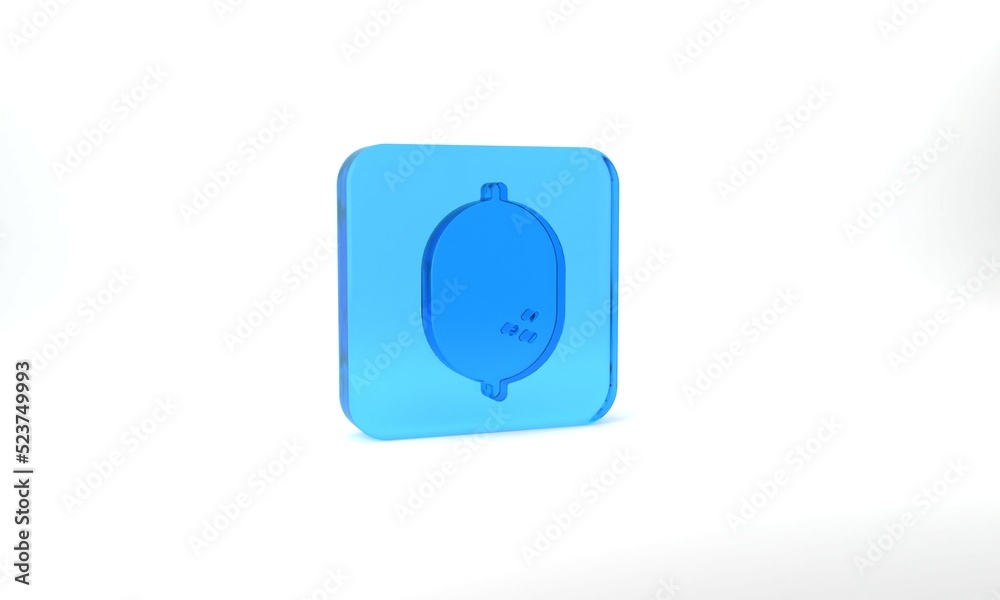 Blue Lemon icon isolated on grey background. Glass square button. 3d illustration 3D render Blue Lemon icon isolated on grey background. Glass square button. 3d illustration 3D render
