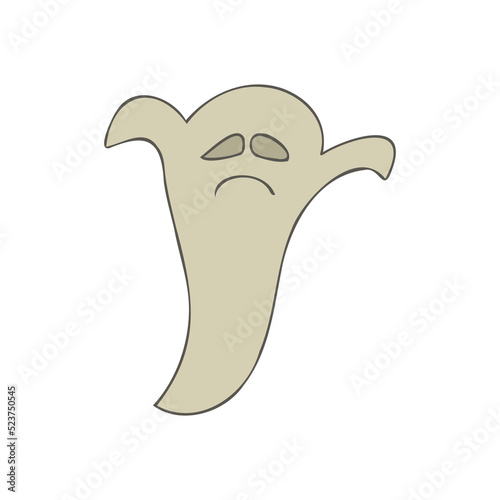 Halloween 2022 - October 31. A traditional holiday, the eve of All Saints Day, All Hallows Eve. Trick or treat. Vector illustration in hand-drawn doodle style. Cute kind ghost.