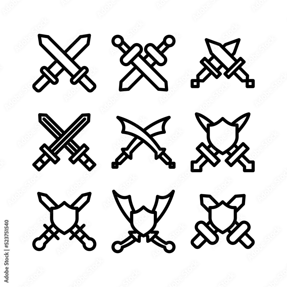 two sword icon or logo isolated sign symbol vector illustration - high quality black style vector icons
