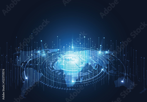 Global network connection. World map point and line composition concept of global business. Vector Illustration