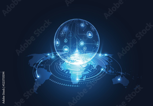 Global network connection. World map point and line composition concept of global business. Vector Illustration