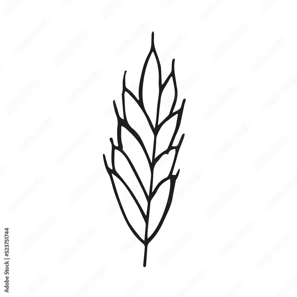 Oktoberfest 2022 - Beer Festival. Hand-drawn Doodle outline wheat ear on a white background. German Traditional holiday.