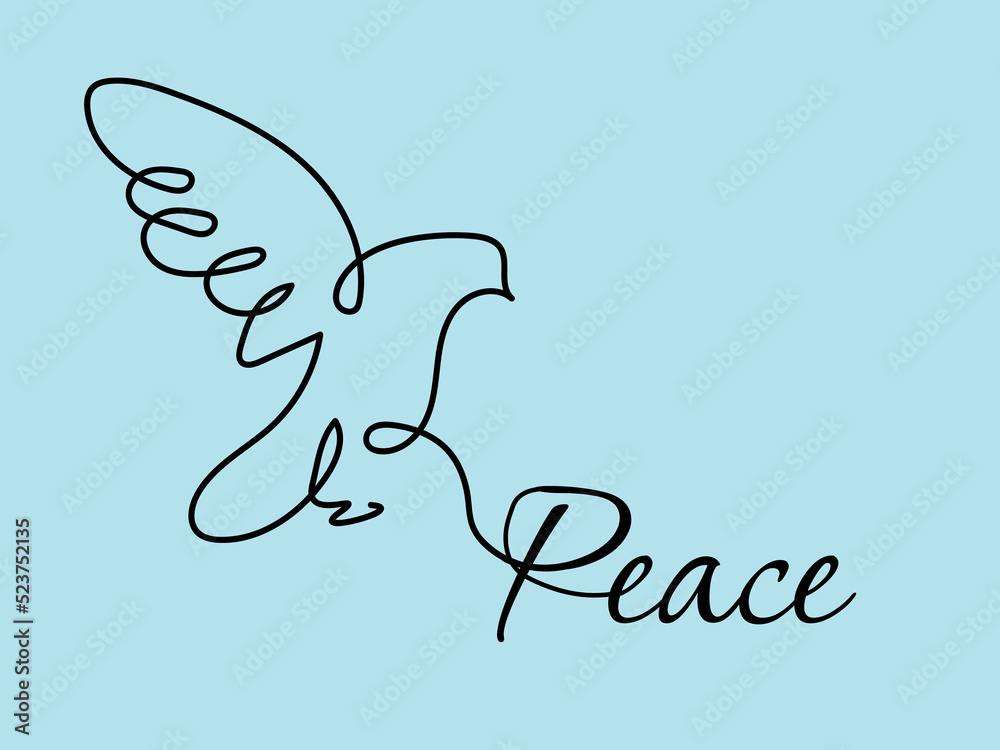 Fototapeta premium Beautiful dove silhouette on light blue background, illustration. Symbol of peace