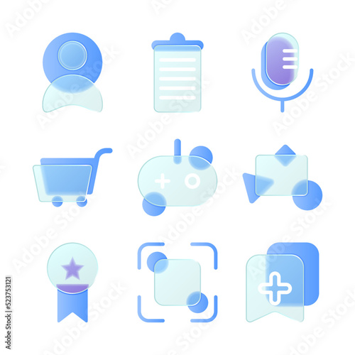 glass morphism trendy style icon set