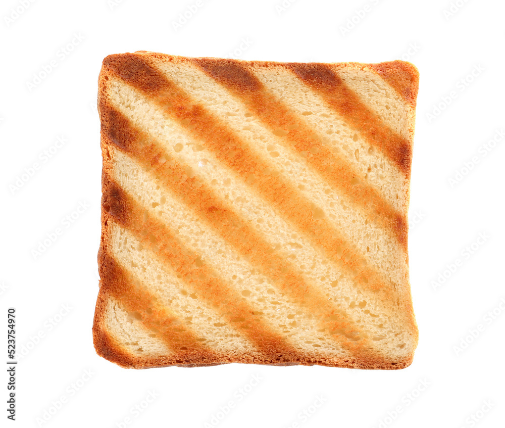 Slice of delicious toasted bread isolated on white Slice of delicious toasted bread isolated on white