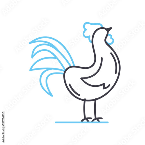 chicken line icon, outline symbol, vector illustration, concept sign