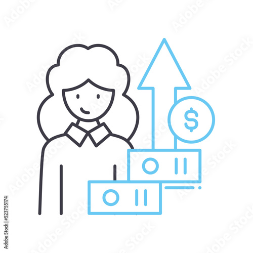 career pathing line icon, outline symbol, vector illustration, concept sign