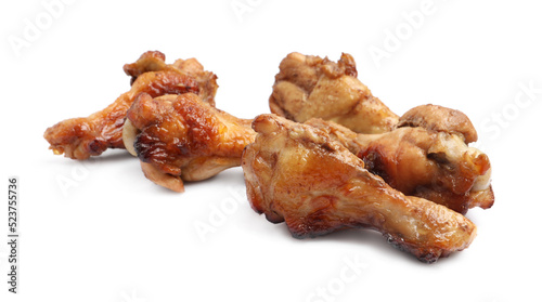 Delicious fried chicken wings isolated on white background