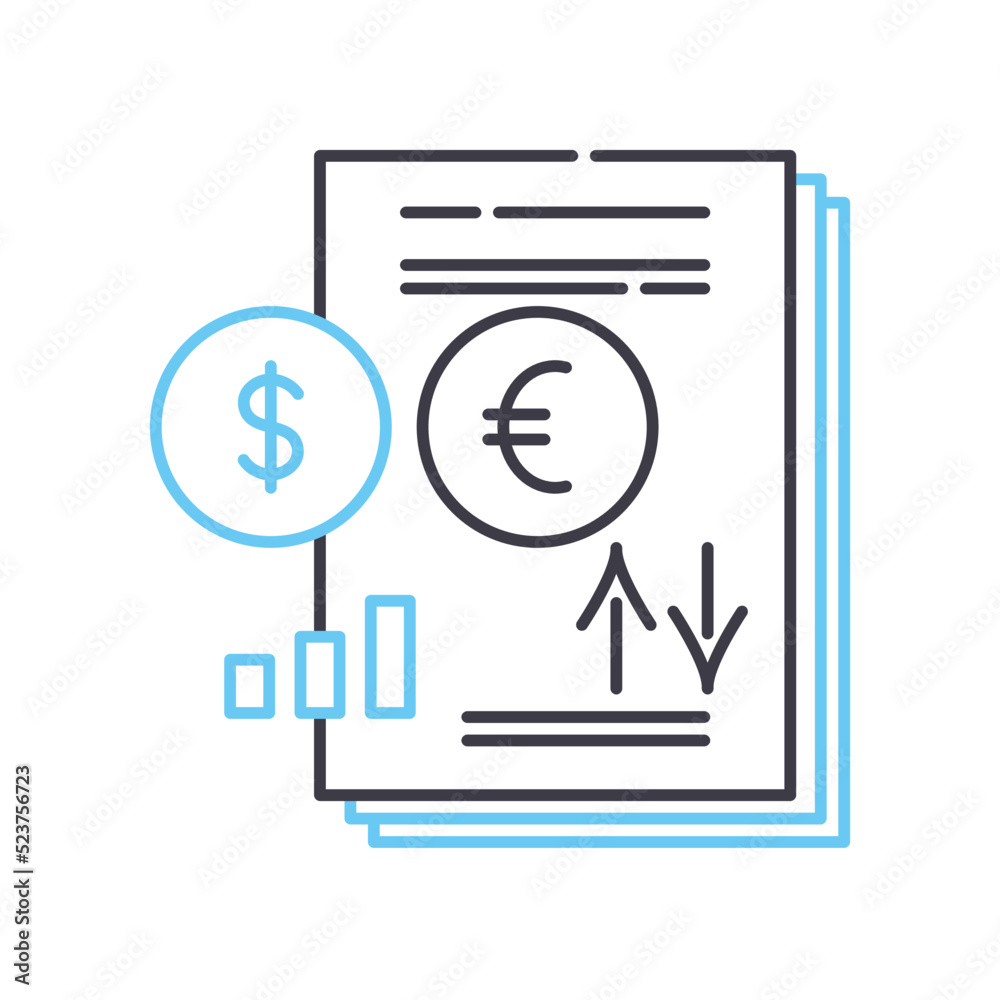 exchange report line icon, outline symbol, vector illustration, concept sign exchange report line icon, outline symbol, vector illustration, concept sign
