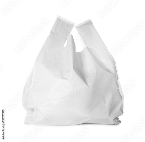 Blank full plastic bag on white background