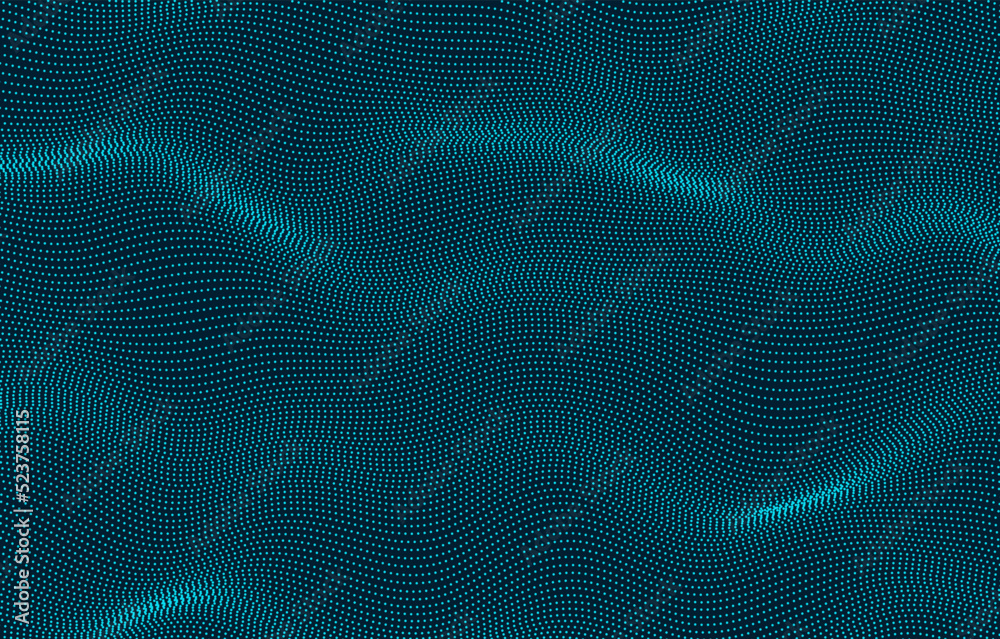 Vector smooth waves made by dots. Elegant particle flow design. Vector smooth waves made by dots. Elegant particle flow design.
