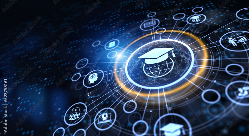 E-learning remote education internet online learning technology concept.