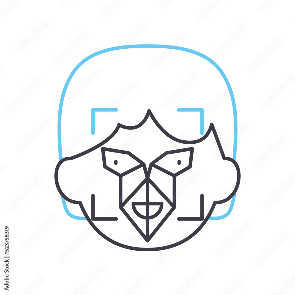 facial recognition line icon, outline symbol, vector illustration, concept sign facial recognition line icon, outline symbol, vector illustration, concept sign