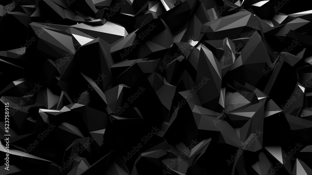 Modern black metal wall texture and wallpaper empty background low poly
