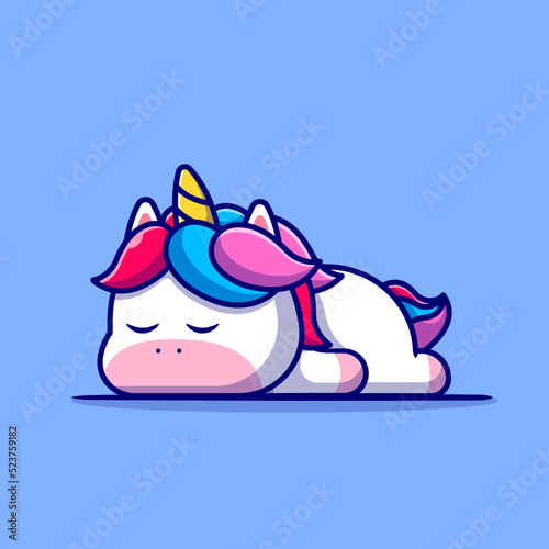 Cute Unicorn Sleeping Cartoon Vector Icon Illustration. Animal Nature Icon Concept Isolated Premium Vector. Flat Cartoon Style