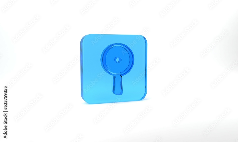Blue Frying pan icon isolated on grey background. Fry or roast food symbol. Glass square button. 3d illustration 3D render Blue Frying pan icon isolated on grey background. Fry or roast food symbol. Glass square button. 3d illustration 3D render