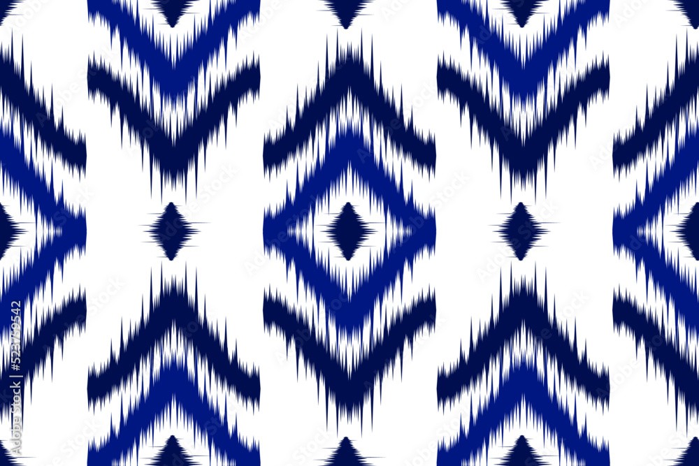 Abstract ethnic ikat art. Seamless pattern in tribal. Aztec geometric ornament print. Design for background, wallpaper, illustration, fabric, clothing, carpet, textile, batik, embroidery. Abstract ethnic ikat art. Seamless pattern in tribal. Aztec geometric ornament print. Design for background, wallpaper, illustration, fabric, clothing, carpet, textile, batik, embroidery.