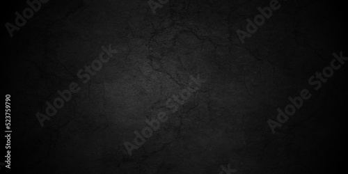 Dark cracked backdrop black grunge textured concrete background. Panorama dark grey black slate background or texture. Vector black concrete texture. Stone wall background.	
