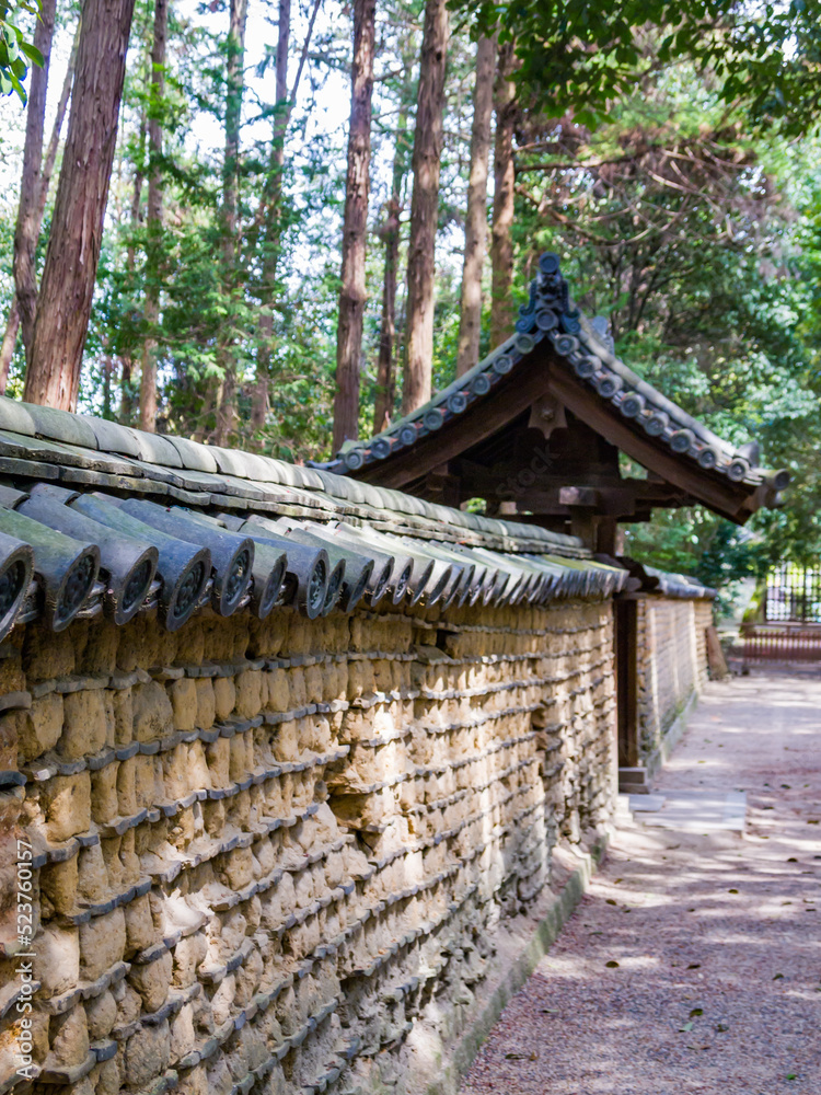 Typical Japanese traditional mud wall at the Toshodai-ji Temple in Nara, Japan. Typical Japanese traditional mud wall at the Toshodai-ji Temple in Nara, Japan.