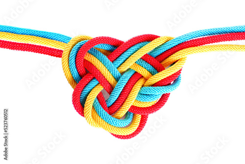 Colored heart shaped celtic knot on white