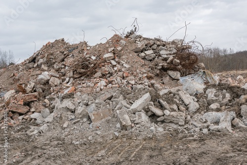 Construction waste rubble dump landfill drone aerial © matousekfoto