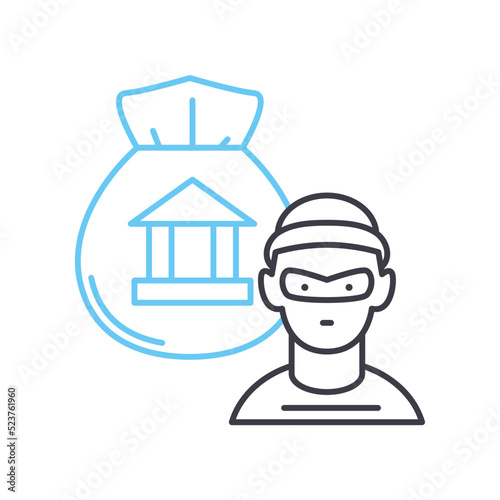 bank robbery line icon, outline symbol, vector illustration, concept sign