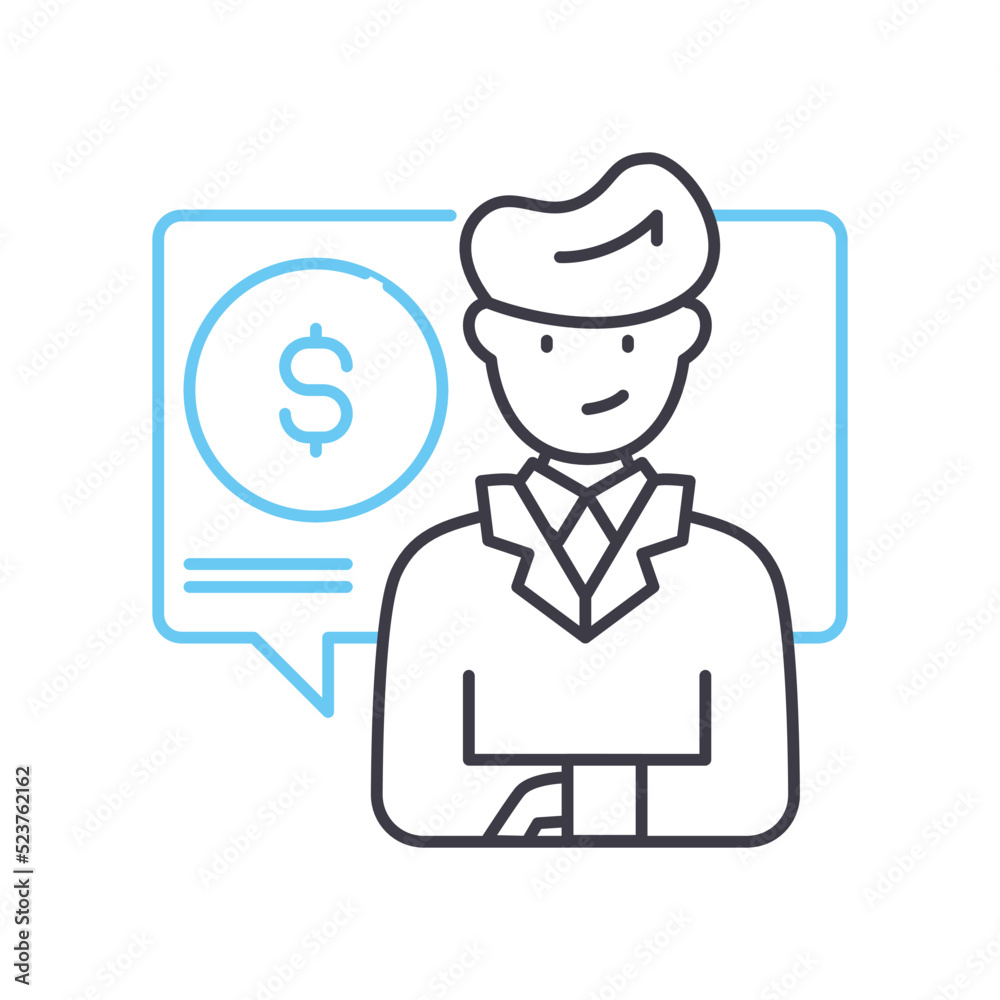 accounting coach line icon, outline symbol, vector illustration, concept sign