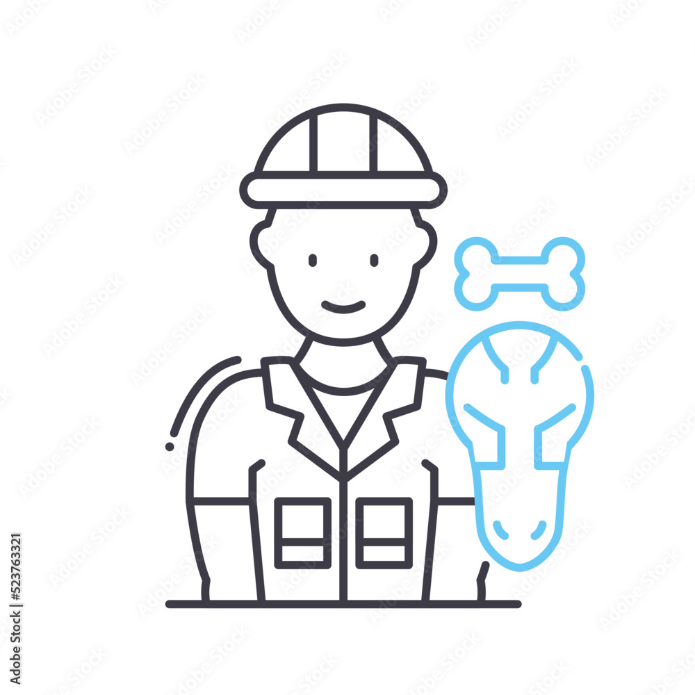 archaeologist line icon, outline symbol, vector illustration, concept sign archaeologist line icon, outline symbol, vector illustration, concept sign