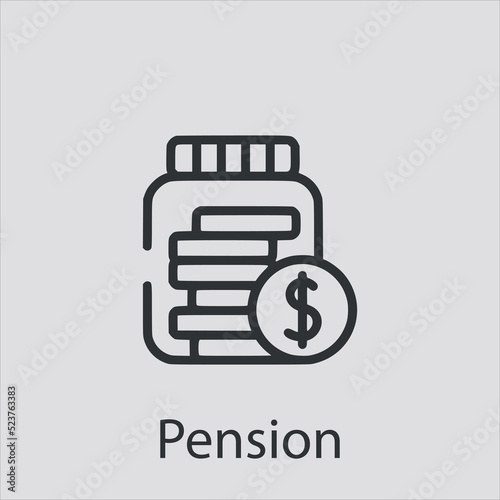 pension icon vector icon.Editable stroke.linear style sign for use web design and mobile apps,logo.Symbol illustration.Pixel vector graphics - Vector