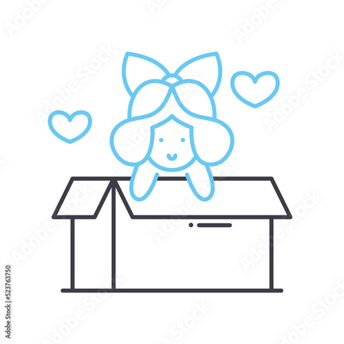 donate doll line icon, outline symbol, vector illustration, concept sign