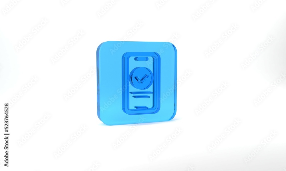 Blue Online quiz, test, survey or checklist icon isolated on grey background. Exam list. E-education concept. Glass square button. 3d illustration 3D render Blue Online quiz, test, survey or checklist icon isolated on grey background. Exam list. E-education concept. Glass square button. 3d illustration 3D render