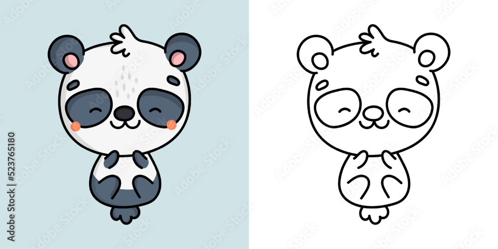 Panda Clipart Multicolored and Black and White. Beautiful Clip Art ...