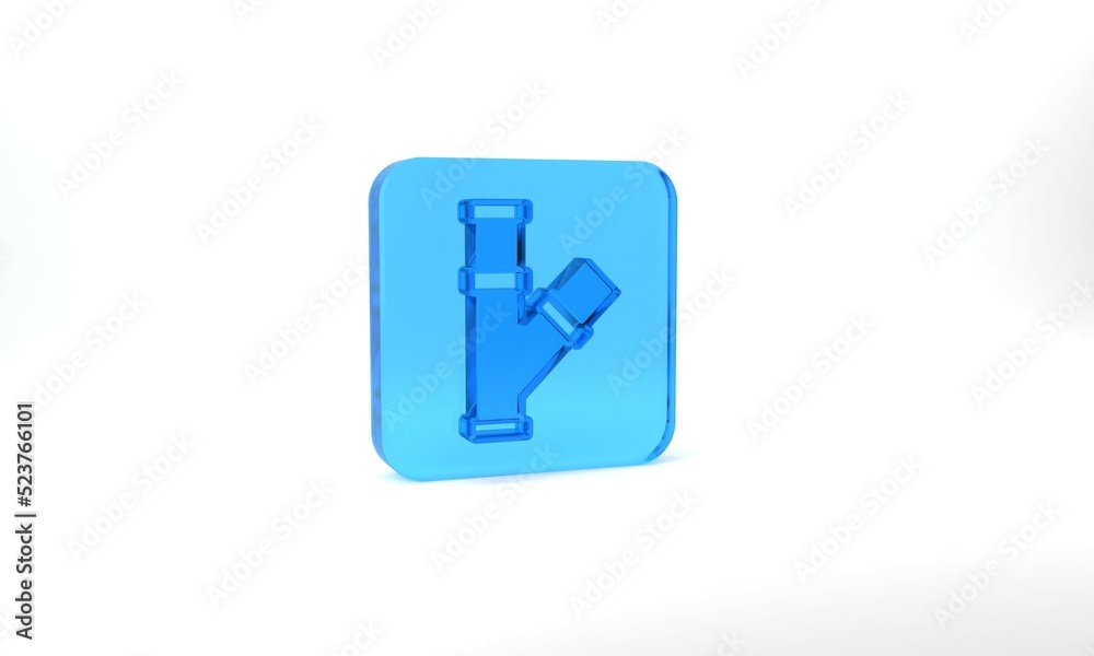 Blue Industry metallic pipe icon isolated on grey background. Plumbing pipeline parts of different shapes. Glass square button. 3d illustration 3D render Blue Industry metallic pipe icon isolated on grey background. Plumbing pipeline parts of different shapes. Glass square button. 3d illustration 3D render