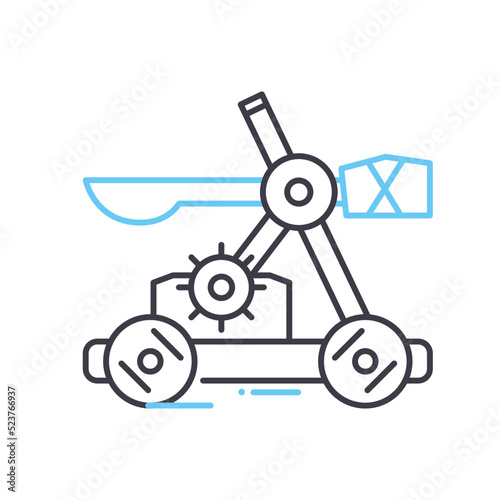 Photo catapult line icon, outline symbol, vector illustration, concept sign