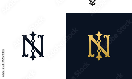 Decorative Vintage Initial letters NI monogram. Suitable for tattoo studio, salon, boutique, hotel, college, retro, interlock style