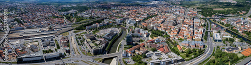 Aerial view of the city Pilsen in the czech Republic on a sunny day in summer. 