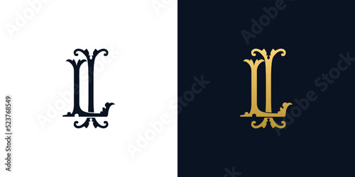 Decorative Vintage Initial letters IL monogram. Suitable for tattoo studio, salon, boutique, hotel, college, retro, interlock style