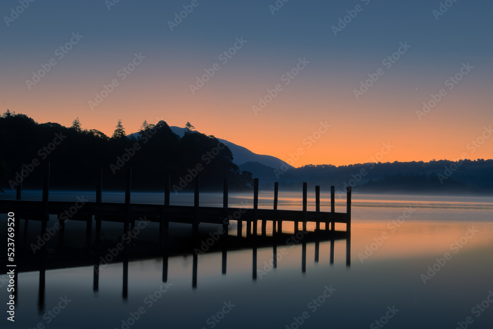 Sunrise with Pier and Lake Sunrise with Pier and Lake