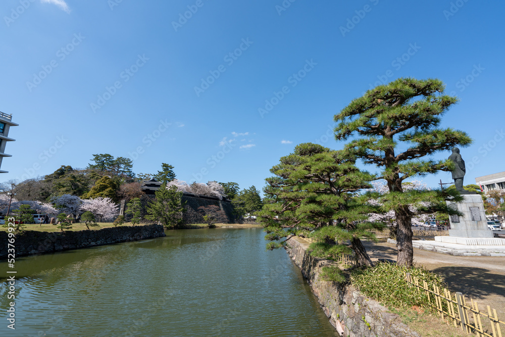 松江城のお堀端