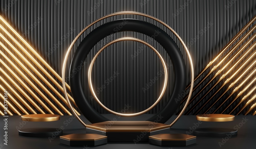 3D rendering of blank product background for cream cosmetics Modern black podium background 3D rendering of blank product background for cream cosmetics Modern black podium background