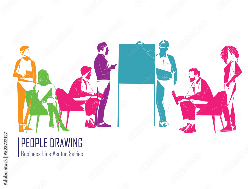 Business multinational People. Vector illustration of various races.
People drawing vector.