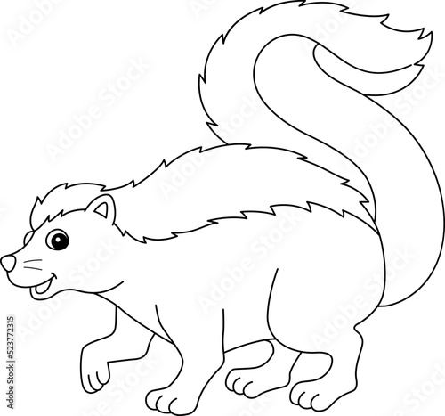 Skunk Animal Isolated Coloring Page for Kids