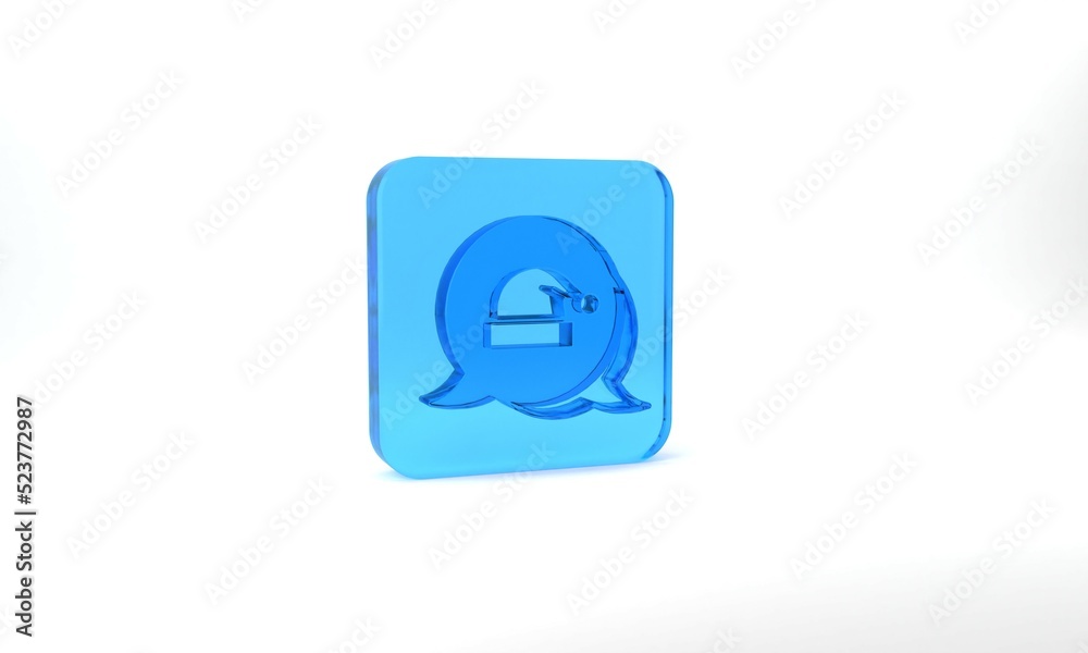 Blue Christmas Santa Claus hat icon isolated on grey background. Merry Christmas and Happy New Year. Glass square button. 3d illustration 3D render Blue Christmas Santa Claus hat icon isolated on grey background. Merry Christmas and Happy New Year. Glass square button. 3d illustration 3D render