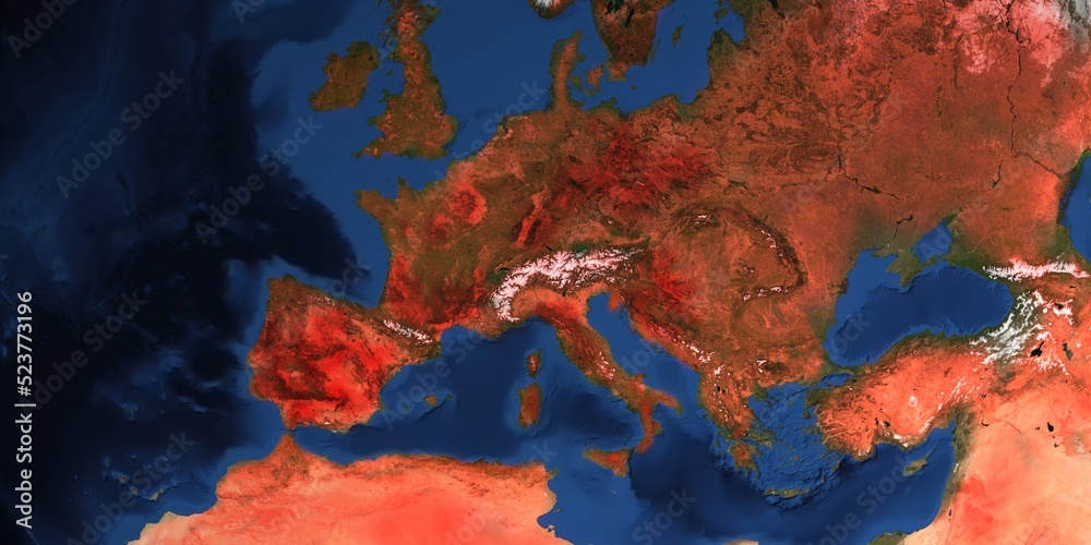 Heatwave Zoe in Europe 3D Illustration