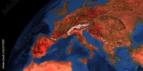 Heatwave Zoe in Europe 3D Illustration