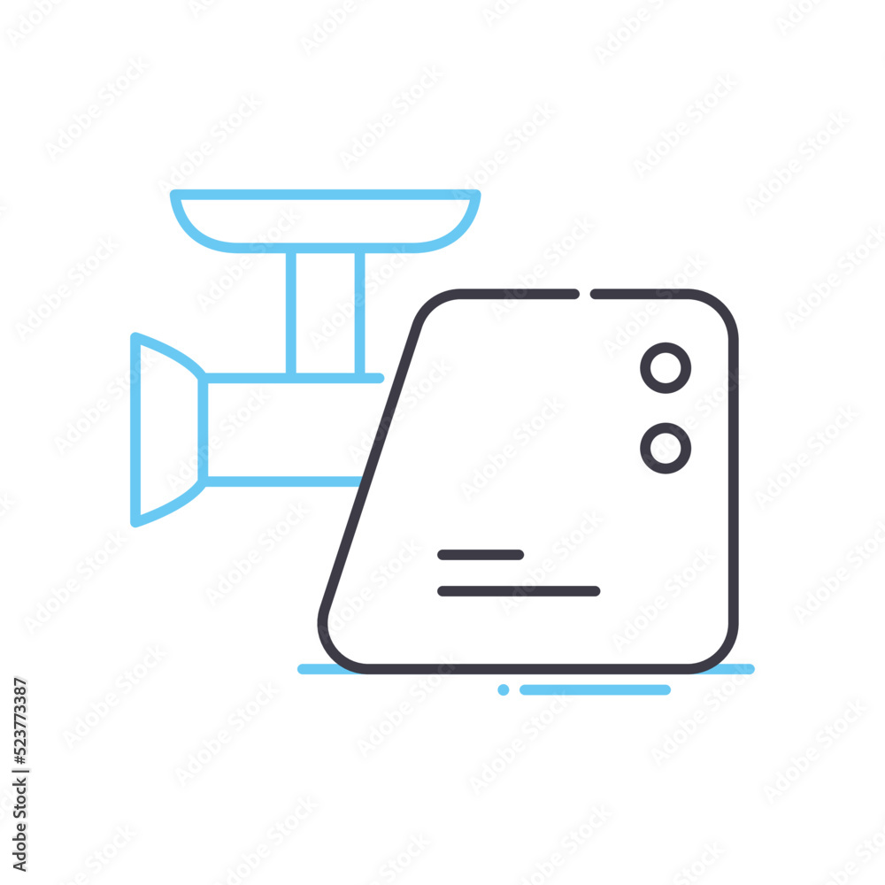 meat grinder line icon, outline symbol, vector illustration, concept sign meat grinder line icon, outline symbol, vector illustration, concept sign