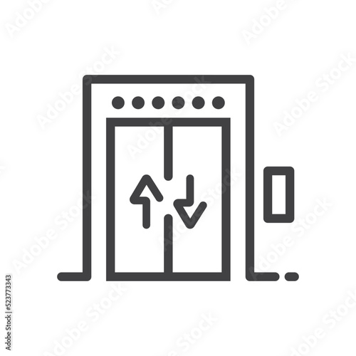 Elevator icon, lift line symbol on white background.