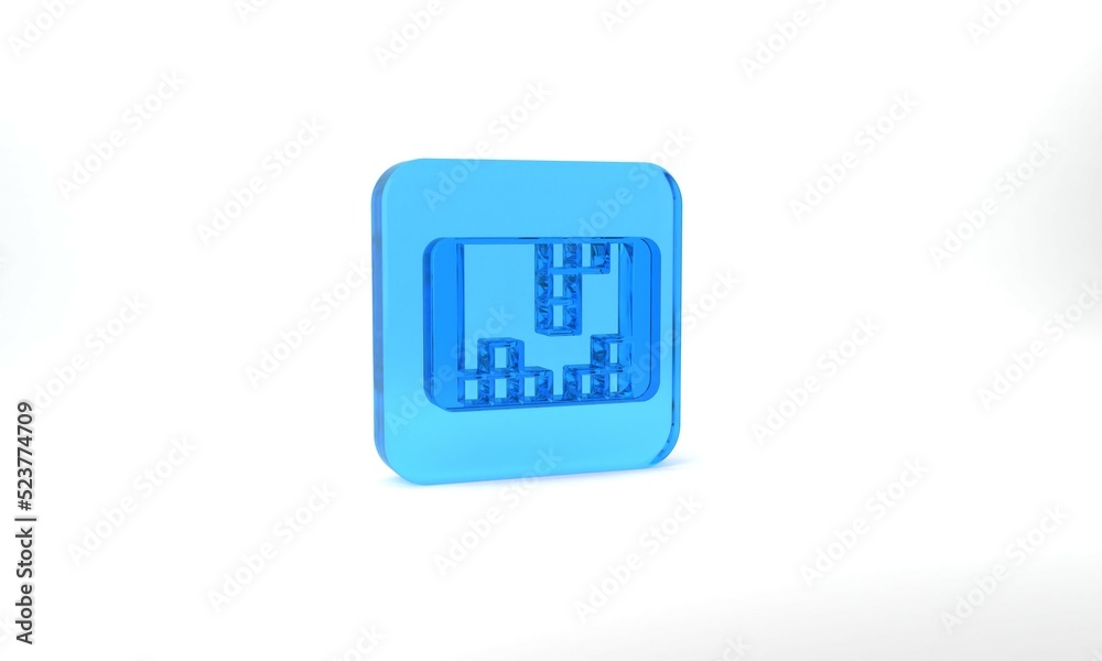 Blue Portable video game console icon isolated on grey background. Handheld console gaming. Glass square button. 3d illustration 3D render Blue Portable video game console icon isolated on grey background. Handheld console gaming. Glass square button. 3d illustration 3D render