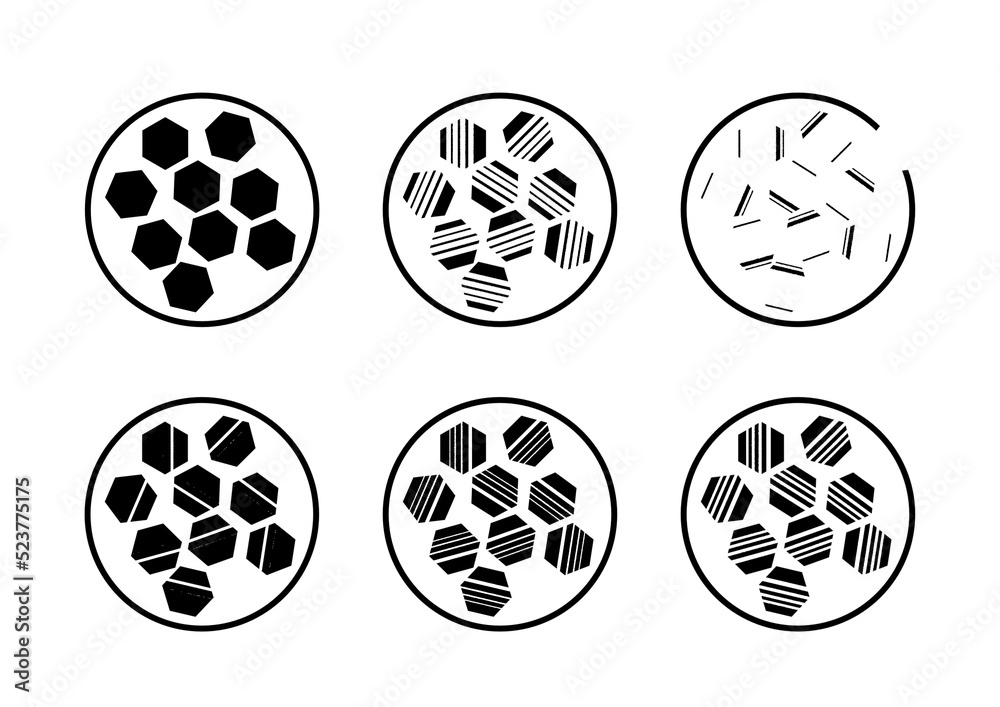 図形を組み合わせた模様 6パターン 白黒 図形を組み合わせた模様 6パターン 白黒